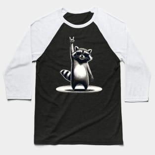 Retro Raccoon Rock and Roll Music Gift Funny Raccoon Baseball T-Shirt